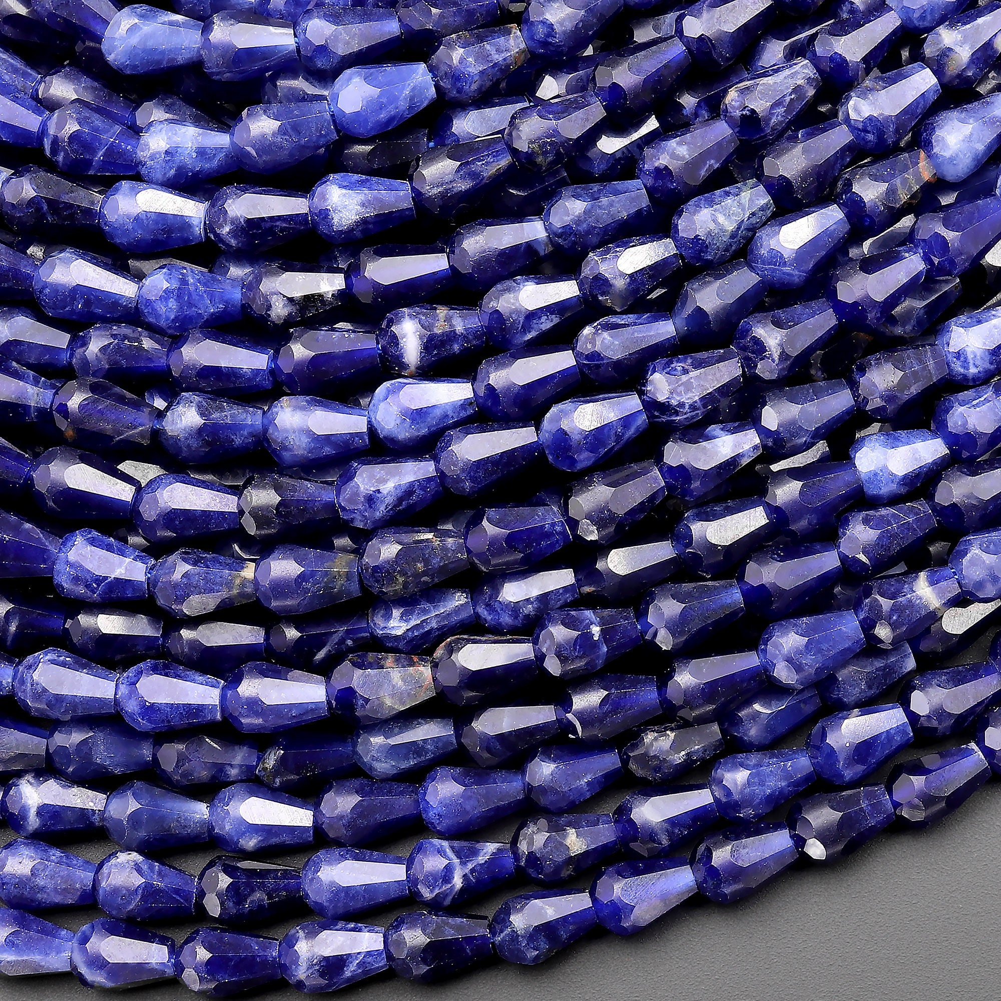 Aaa Faceted Natural Blue Sodalite 6mm Small Briolette Teardrop Beads Vertically Drilled Good For Earrings 15.5" Strand Aaa Faceted Natural Blue Sodalite 6mm Small Briolette Teardrop Beads Vertically Drilled Good For Earrings 15.5" Strand