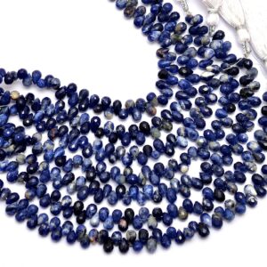 AAA+ Sodalite Gemstone 3x5mm Teardrop Briolette Beads | Natural Blue Sodalite Semi Precious Gemstone Loose Faceted Drops | 6inch Strand AAA+ Sodalite Gemstone 3x5mm Teardrop Briolette Beads | Natural Blue Sodalite Semi Precious Gemstone Loose Faceted Drops | 6inch Strand