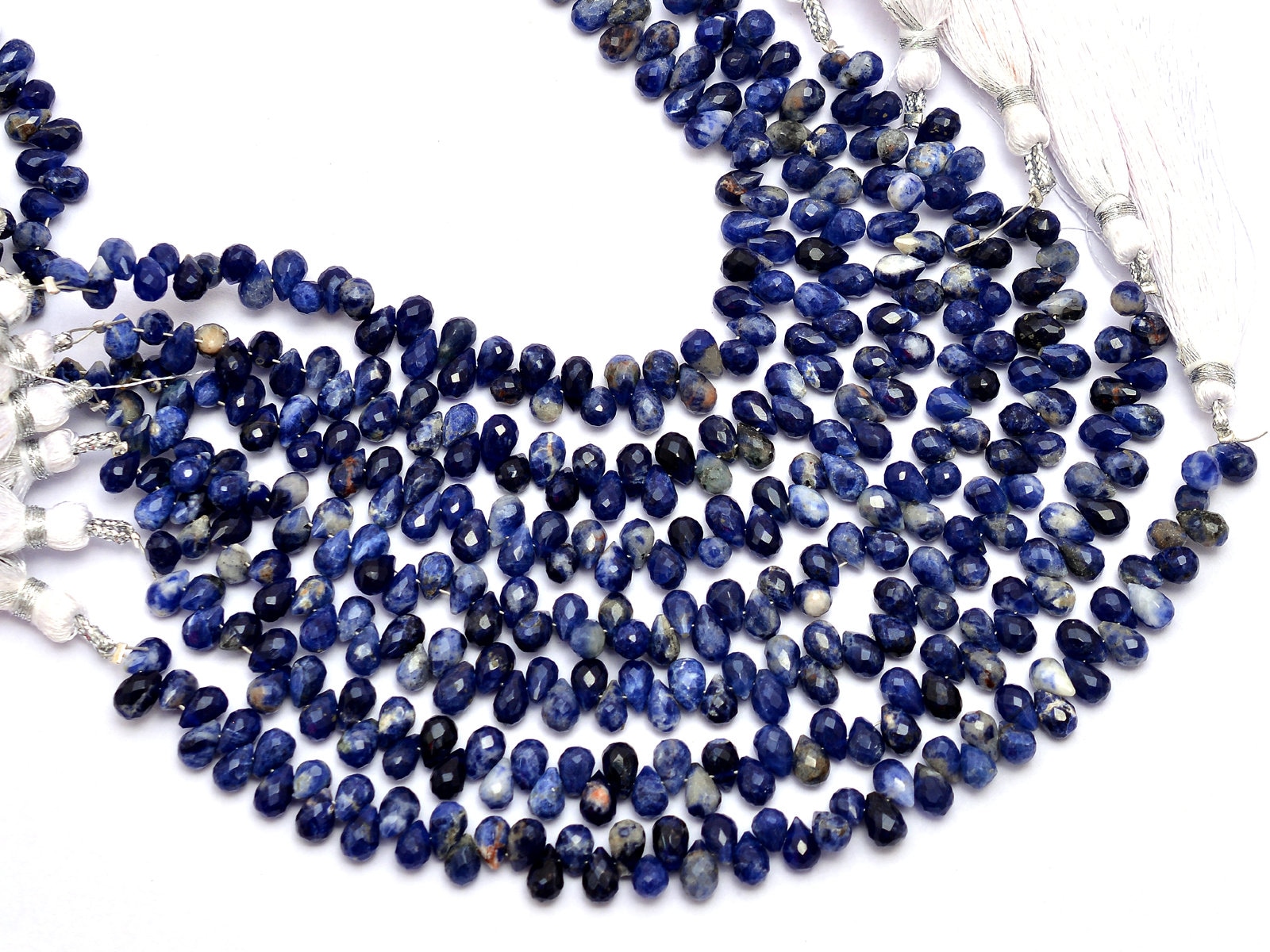 Aaa+ Sodalite Gemstone 3x5mm Teardrop Briolette Beads | Natural Blue Sodalite Semi Precious Gemstone Loose Faceted Drops | 6inch Strand
