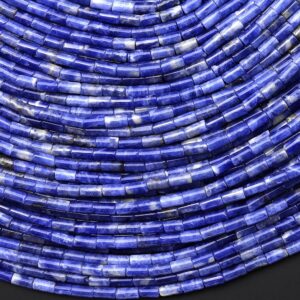 AAA Natural Denim Blue Sodalite 4x2mm Small Thin Smooth Spacer Tube Beads 15.5" Strand AAA Natural Denim Blue Sodalite 4x2mm Small Thin Smooth Spacer Tube Beads 15.5" Strand