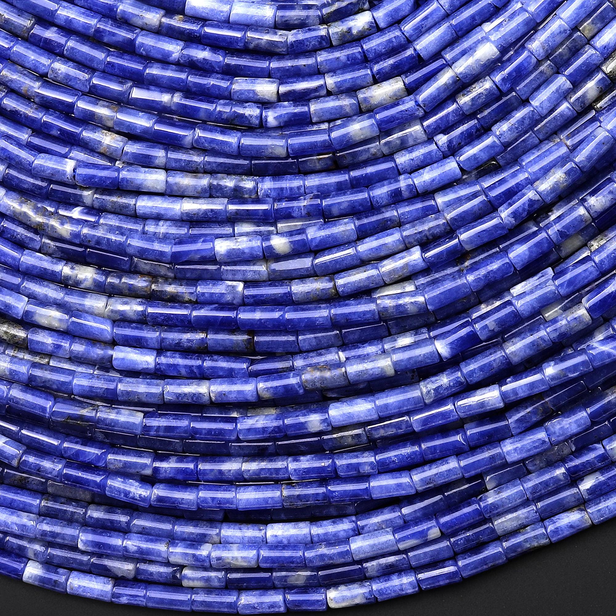 Aaa Natural Denim Blue Sodalite 4x2mm Small Thin Smooth Spacer Tube Beads 15.5" Strand
