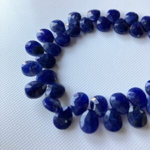 All 9mm Natural Sodalite Faceted Pear Briolette Beads, 9mm Blue Sodalite Calibrated Pear Gemstone Beads, 8 Inch Strand, Gds2275 / 4
