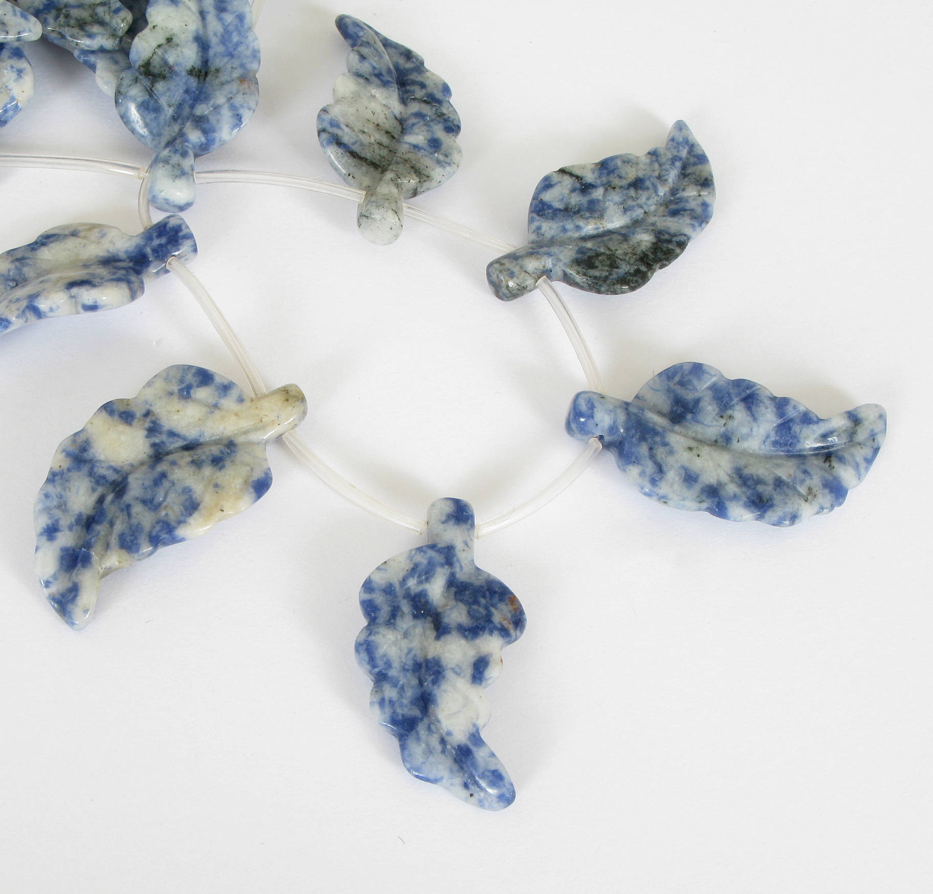 Sodalite Beads, 32mm Sodalite Leaf Beads, Carved Leaf Beads, Full Strand, Blue Sodalite, Genuine Gemstone Beads, Sod205