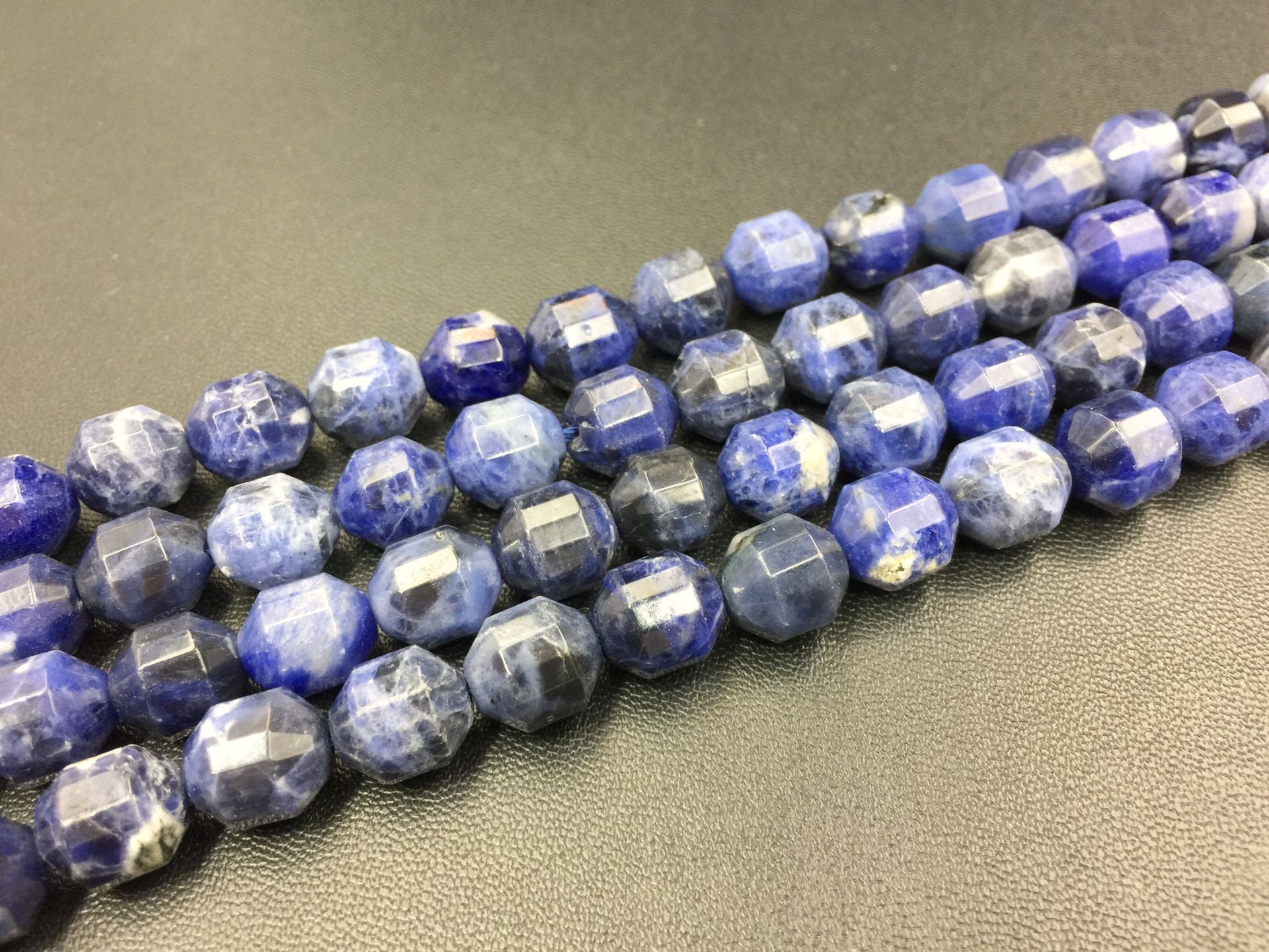 Faceted Sodalite Beads Blue Sodalite Bicone Beads Barrel Beads Crystal Gemstone Beads Supplies 8/10mm Jewelry Making 15.5" Strand