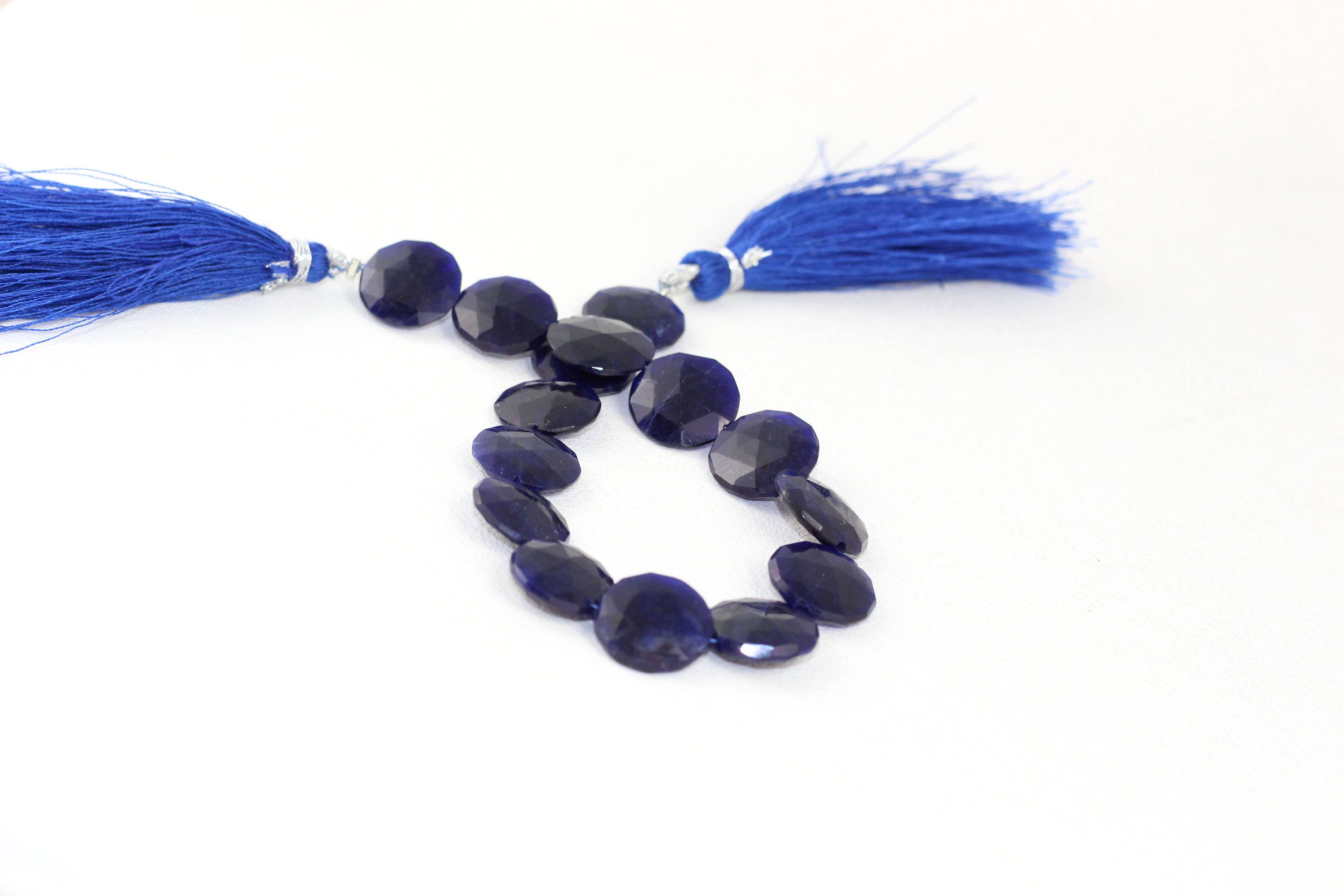 Faceted Sodalite Coin Beads Strand: Natural Gemstone (13-14mm) Faceted Sodalite Coin Beads Strand: Natural Gemstone (13-14mm)