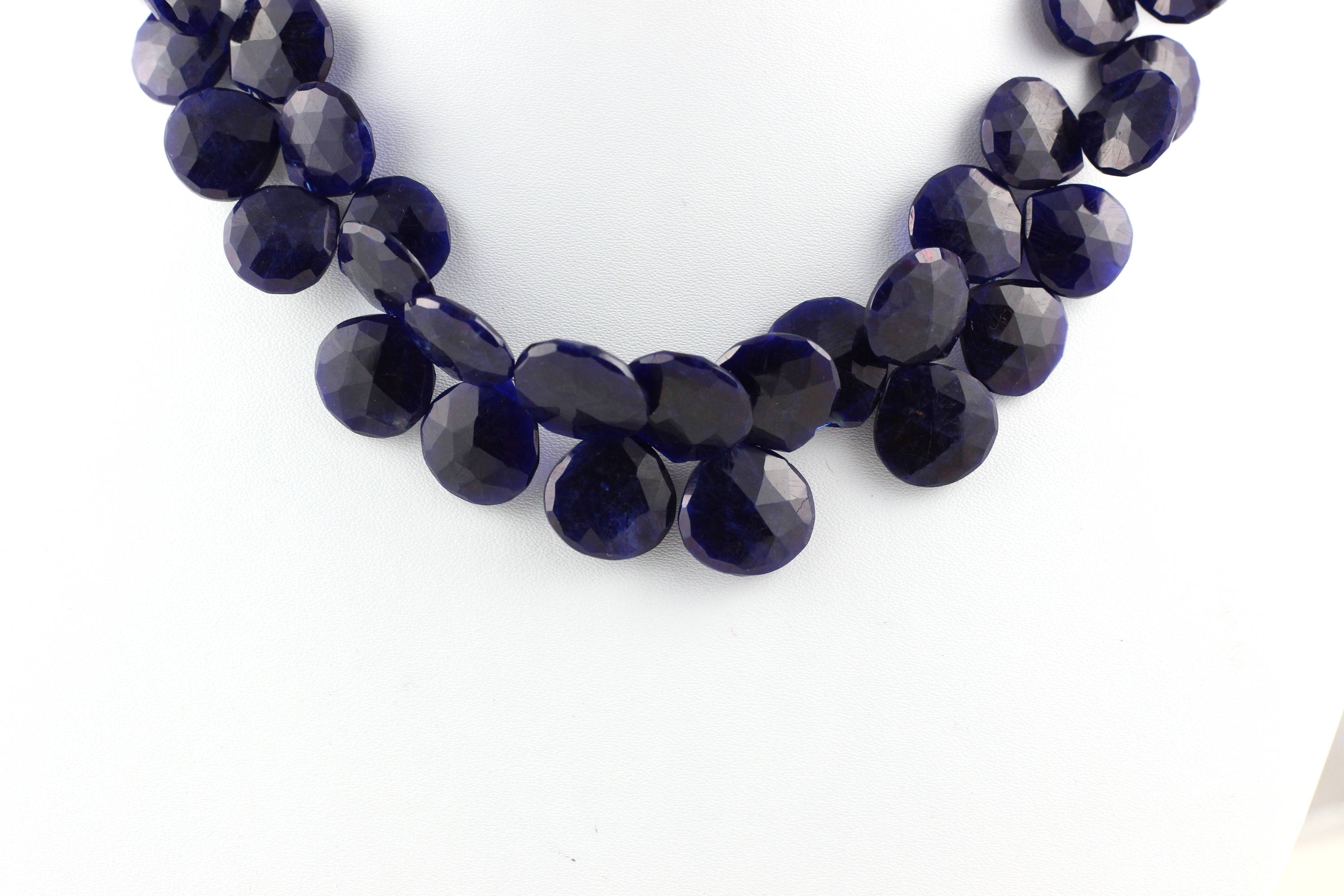Faceted Sodalite Heart Beads: Natural Gemstone Strand (12-15mm)