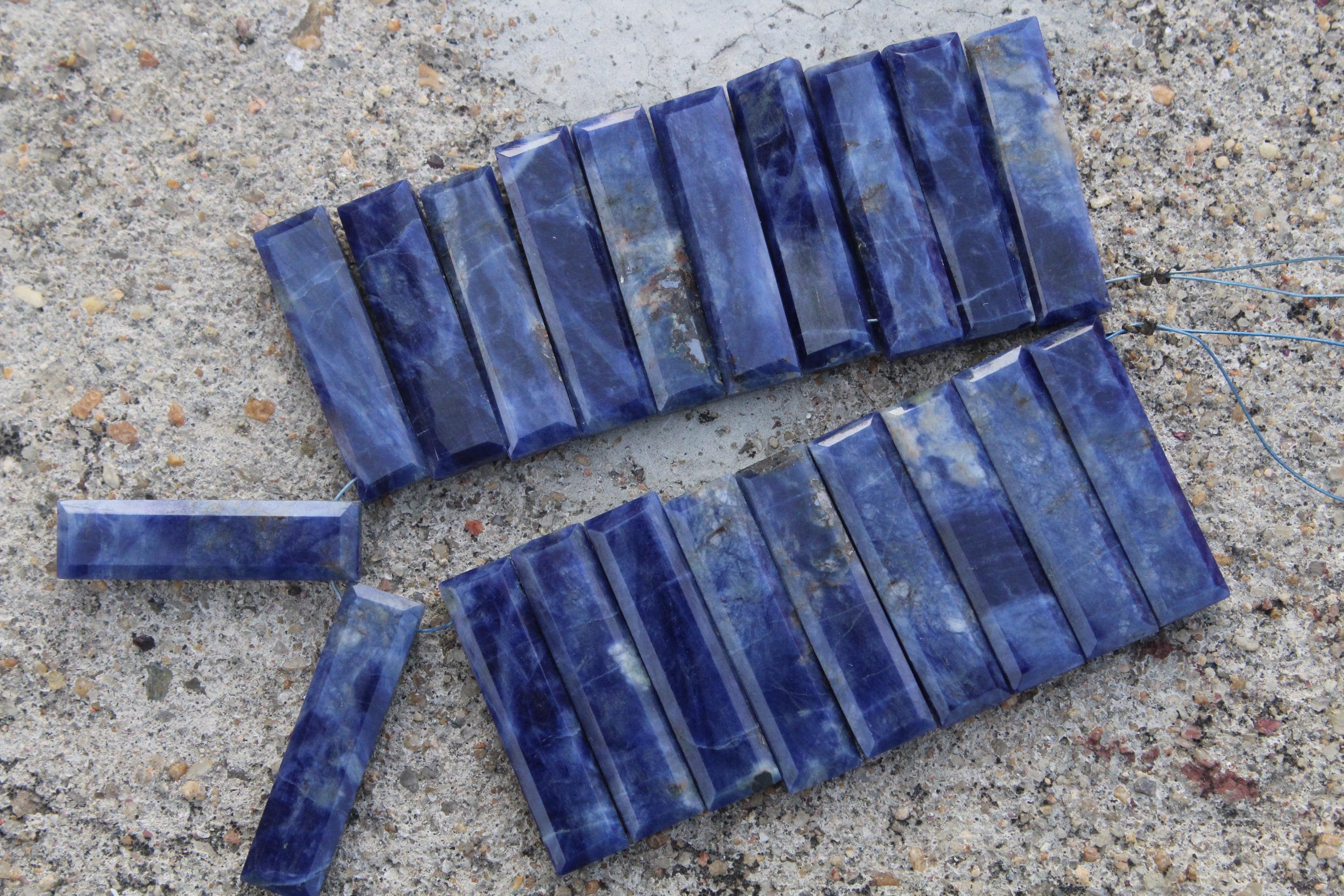 Sodalite Gemstone Faceted Briolette Beads | 10-piece Rectangle | Size—28-30 Mm | Jewelry Setting (c730)