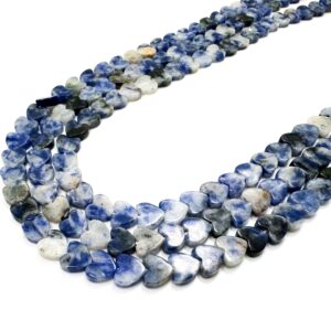 Natural Blue Sodalite Heart Beads: 6mm Flat Blue Gemstone for Jewelry - PGS411 Natural Blue Sodalite Heart Beads: 6mm Flat Blue Gemstone for Jewelry - PGS411