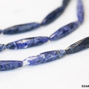 Sodalite 7x30mm Faceted Oval Rice beads 16" strand Sodalite 7x30mm Faceted Oval Rice beads 16" strand