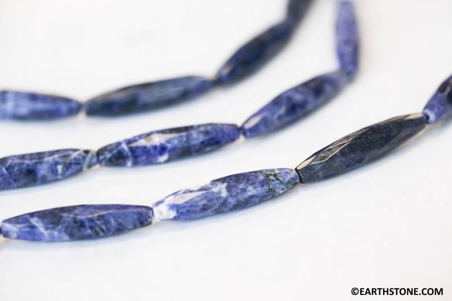 Sodalite 7x30mm Faceted Oval Rice Beads 16" Strand