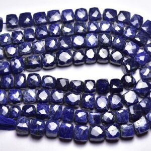 Most Beautiful Sodalite Cube Beads - 8 Inches - Natural Faceted Sodalite Cube, Box Briolettes - Size Is 7 -8 Mm #1760 Most Beautiful Sodalite Cube Beads - 8 Inches - Natural Faceted Sodalite Cube, Box Briolettes - Size Is 7 -8 Mm #1760