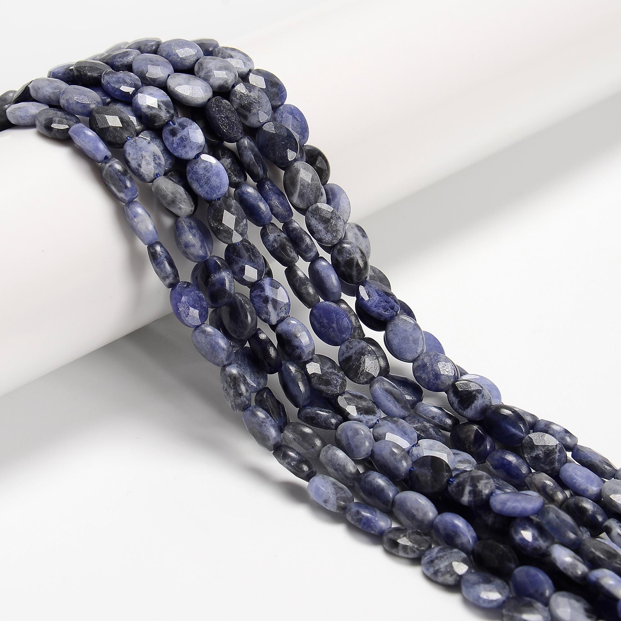 Natural Sodalite Faceted Oval Beads Size 6x8mm 15.5'' Strand