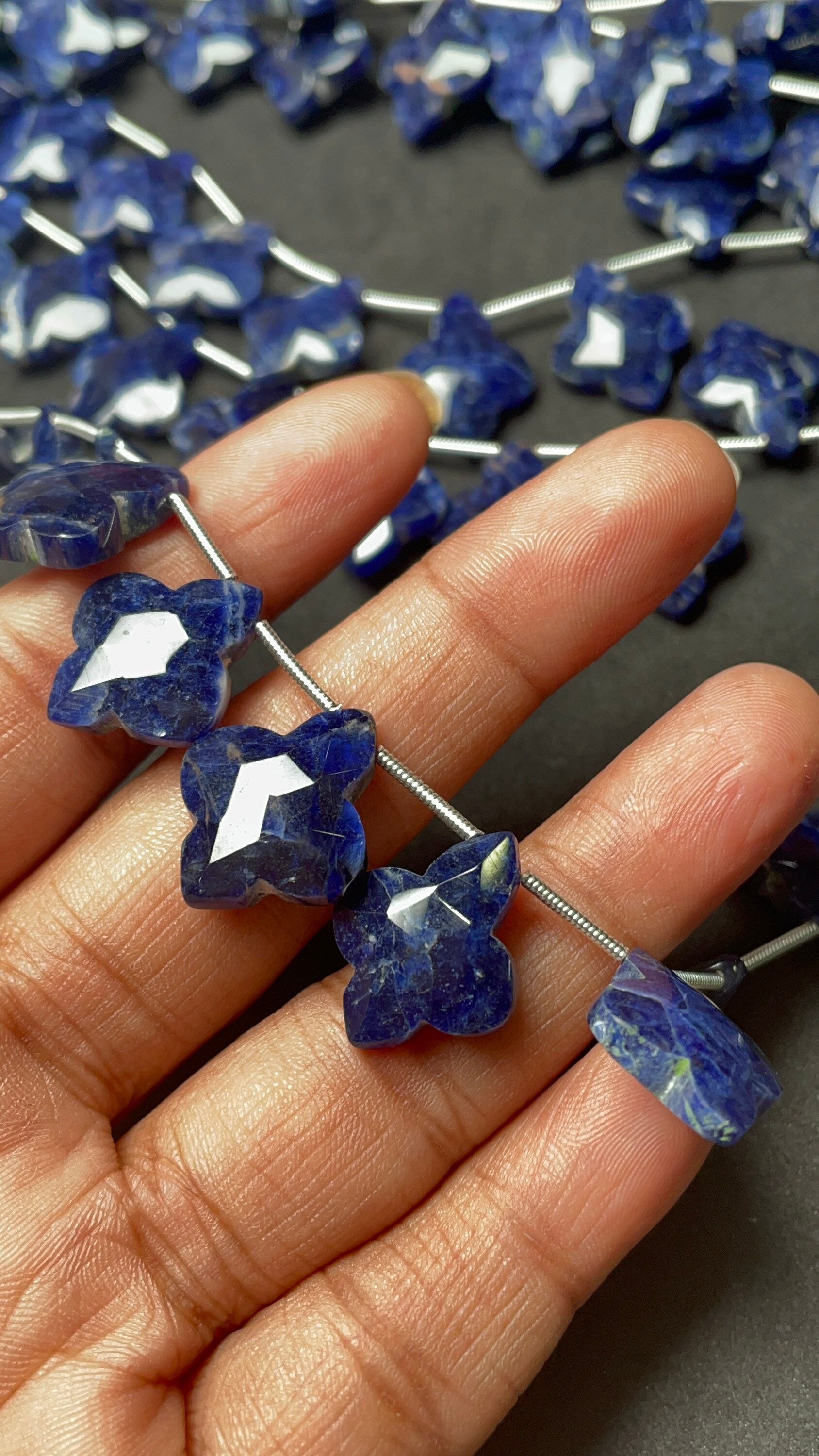 Natural Sodalite Fancy Cut Briolettes Gemstone Bead | 5.5/9.5 Mm Beads | 8 Inches Strand | Wholesale Beads For Making Jewelry