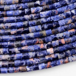 Natural Orange Sodalite 4mm Tube Cylinder Beads 15.5" Strand