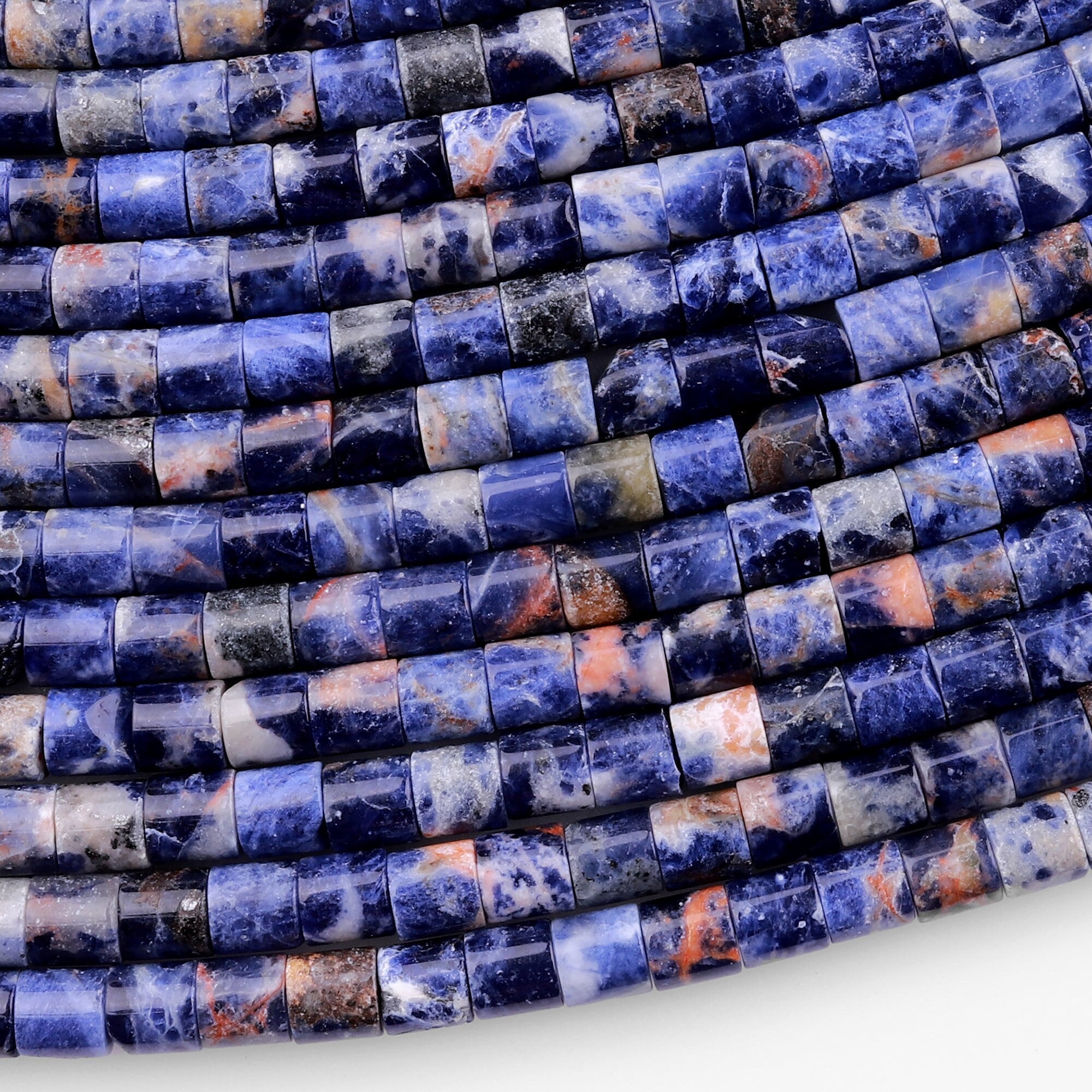 Natural Orange Sodalite 4mm Tube Cylinder Beads 15.5" Strand Natural Orange Sodalite 4mm Tube Cylinder Beads 15.5" Strand