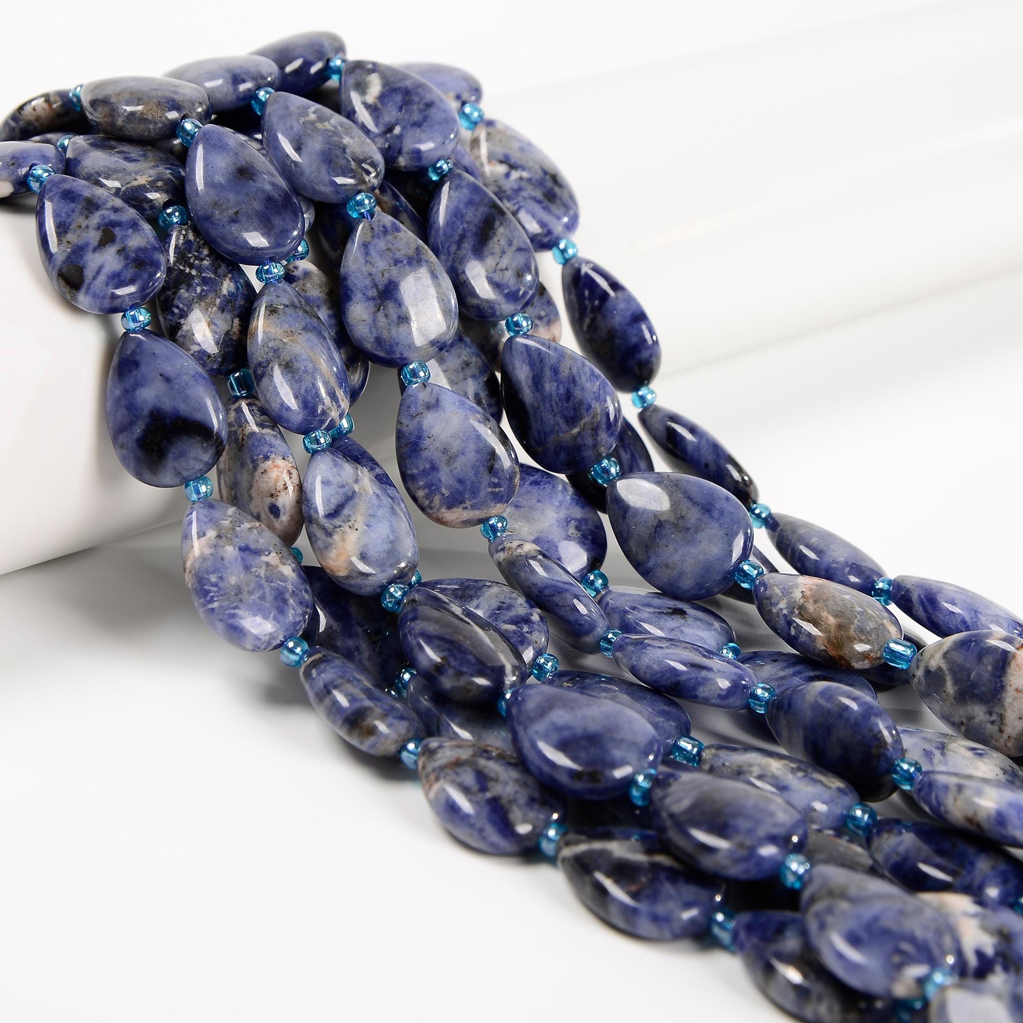 Natural White Sodalite Smooth Flat Teardrop Beads Size 13x18mm 15.5'' Strand
