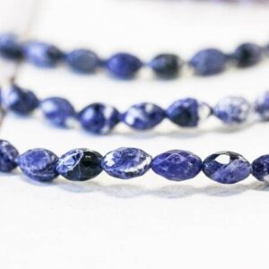 S/ Sodalite 7x10mm Faceted Oval Rice Beads 16" Strand Natural Gemstone For Jewelry Making S/ Sodalite 7x10mm Faceted Oval Rice Beads 16" Strand Natural Gemstone For Jewelry Making