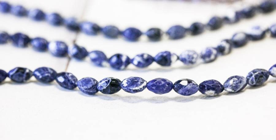 S/ Sodalite 7x10mm Faceted Oval Rice Beads 16" Strand Natural Gemstone For Jewelry Making S/ Sodalite 7x10mm Faceted Oval Rice Beads 16" Strand Natural Gemstone For Jewelry Making
