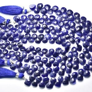 Superb Blue Sodalite Briolette Beads - 8 Inches - Natural Sodalite Faceted Heart Briolettes - Size Is 7.5 - 8mm #1330 Superb Blue Sodalite Briolette Beads - 8 Inches - Natural Sodalite Faceted Heart Briolettes - Size Is 7.5 - 8mm #1330