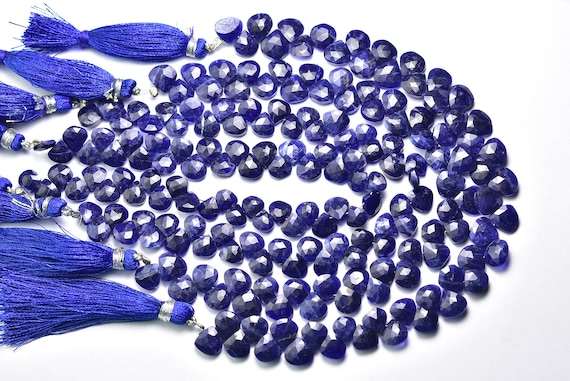 Superb Blue Sodalite Briolette Beads - 8 Inches - Natural Sodalite Faceted Heart Briolettes - Size Is 7.5 - 8mm #1330