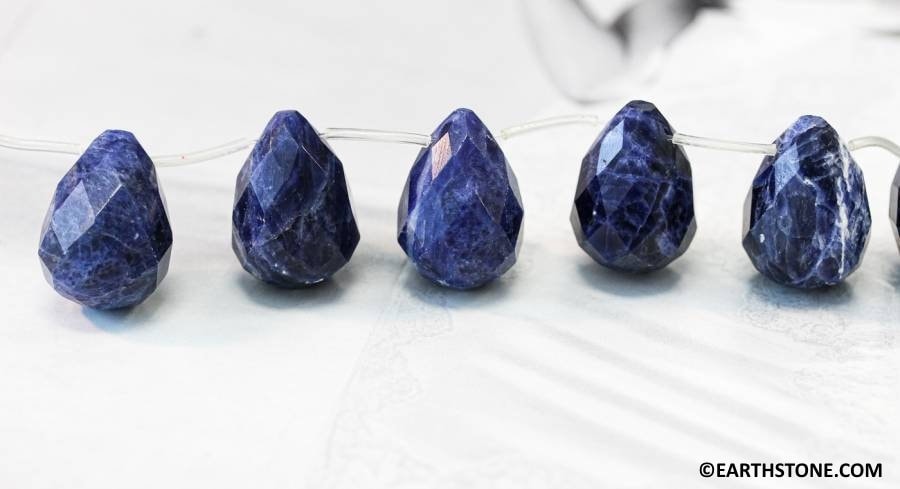 Sodalite 18x25mm/ 15x20mm Teardrop Briolette Beads 8" Strand Sodalite 18x25mm/ 15x20mm Teardrop Briolette Beads 8" Strand