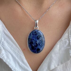 Sodalite Pendant / 925 Sterling Silver / Healing Gemstone / Gift For Her / Oval Cab / Natural Sodalite Jewelry / Statement Pendant Sdl-p-2. Sodalite Pendant / 925 Sterling Silver / Healing Gemstone / Gift For Her / Oval Cab / Natural Sodalite Jewelry / Statement Pendant Sdl-p-2.