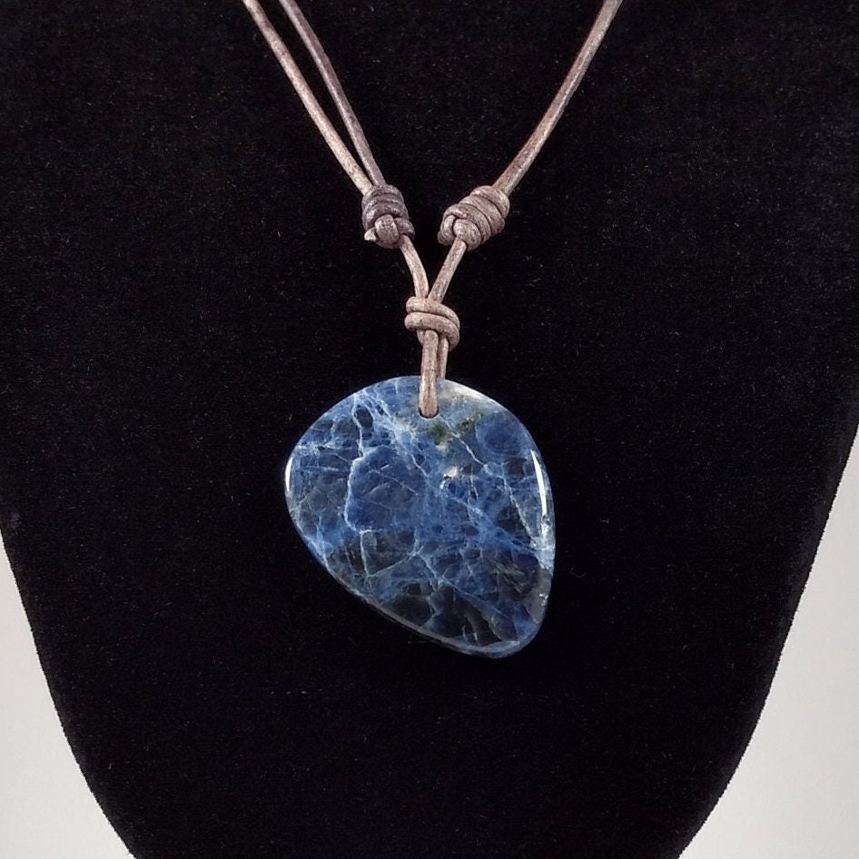 Sodalite Pendant Adjustable Leather Necklace Handmade By Chris Hay Sodalite Pendant Adjustable Leather Necklace Handmade By Chris Hay