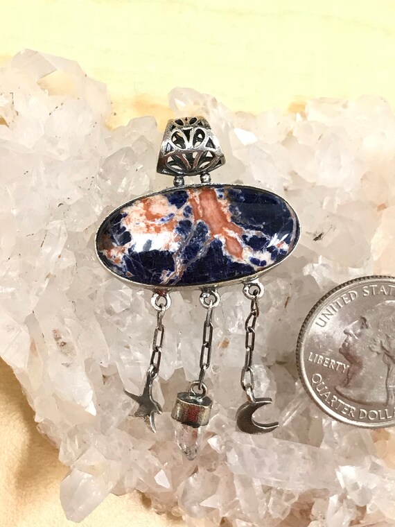 Celestial Sodalite And Quarts Crystal Pendant Celestial Sodalite And Quarts Crystal Pendant