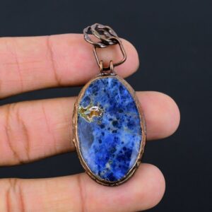 Electroformed Copper Sodalite Pendant: Handmade Gemstone Jewelry Electroformed Copper Sodalite Pendant: Handmade Gemstone Jewelry