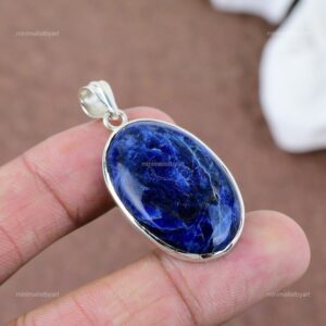 Handmade Sodalite 925 Sterling Silver Pendant: Vintage Gemstone Jewelry Handmade Sodalite 925 Sterling Silver Pendant: Vintage Gemstone Jewelry