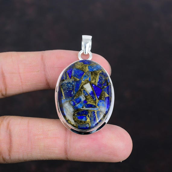 Handmade Copper Sodalite 925 Sterling Silver Pendant: Boho Gemstone Jewelry Handmade Copper Sodalite 925 Sterling Silver Pendant: Boho Gemstone Jewelry