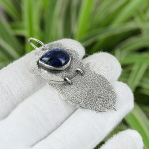Handmade Sodalite Pear Pendant: Oxidized 925 Sterling Silver Boho Jewelry Handmade Sodalite Pear Pendant: Oxidized 925 Sterling Silver Boho Jewelry