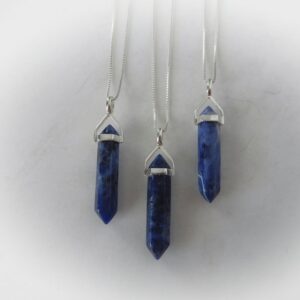 Sodalite Necklace Sterling Silver Sodalite Point Pendant • Sterling Gemstone Point Sodalite Necklace Sterling Silver Sodalite Point Pendant • Sterling Gemstone Point