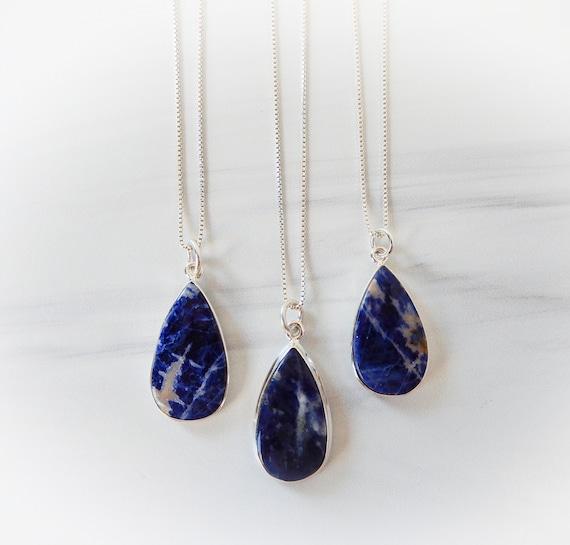 Sodalite Necklace Sterling Silver • Sodalite Point Pendant • Sterling Gemstone Points • Healing Crystal Necklace • Layering Necklace Sodalite Necklace Sterling Silver • Sodalite Point Pendant • Sterling Gemstone Points • Healing Crystal Necklace • Layering Necklace
