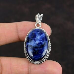 Oval Sodalite Pendant: Handmade 925 Sterling Silver Gemstone Jewelry Oval Sodalite Pendant: Handmade 925 Sterling Silver Gemstone Jewelry