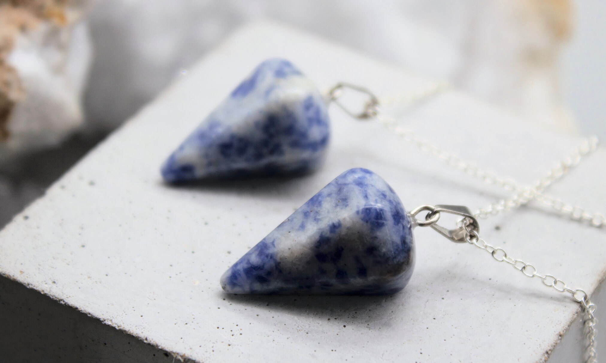 Sodalite Pendulum Necklace: Crystal Dowsing Pendant