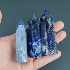 1 Pc Natural Sodalite Obelisk Tower Point wand healing crystal