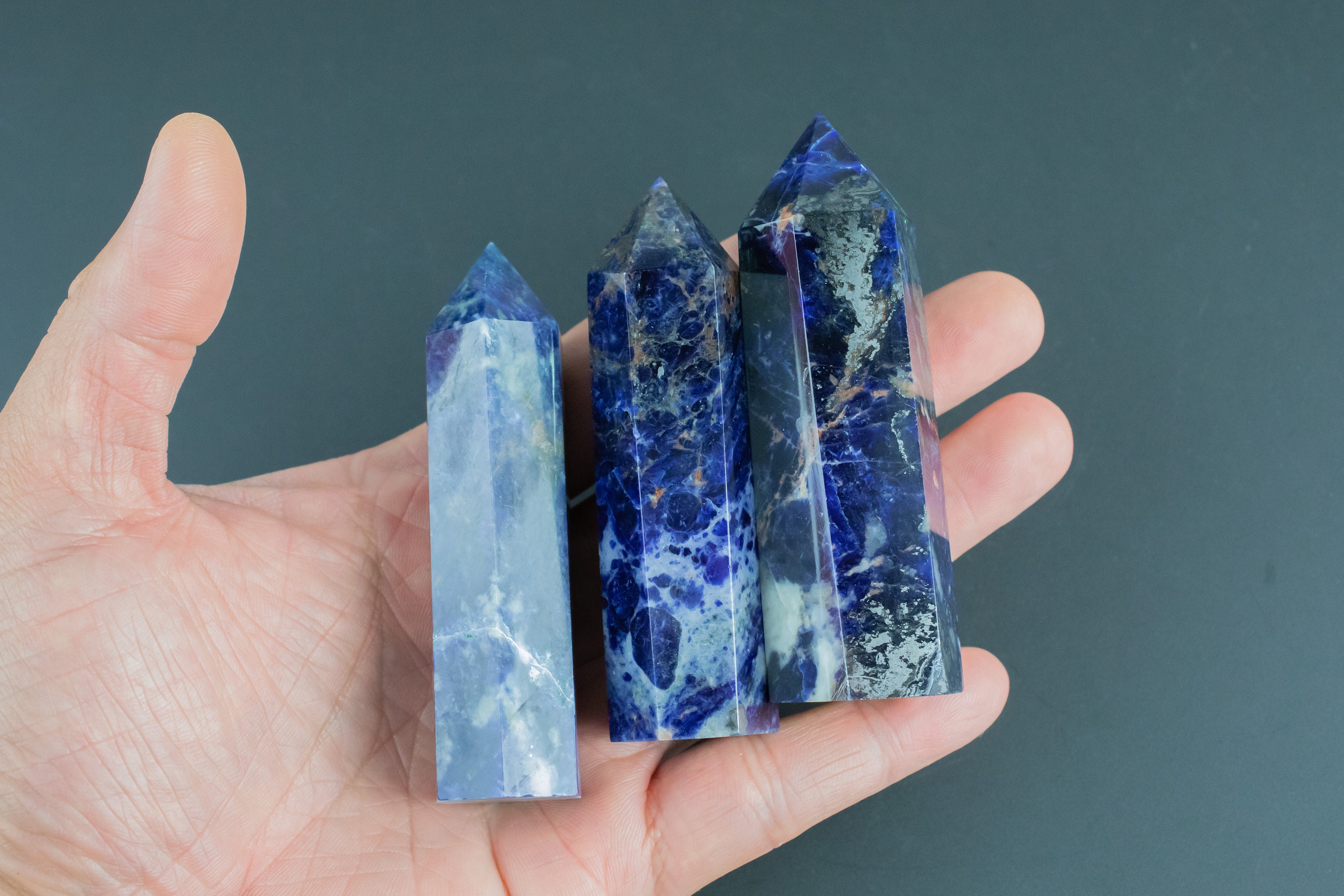 1 Pc Natural Sodalite Obelisk Tower Point Wand Healing Crystal