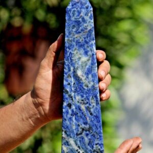 Large 300MM Sodalite Tower: Faceted Obelisk, Healing Stone