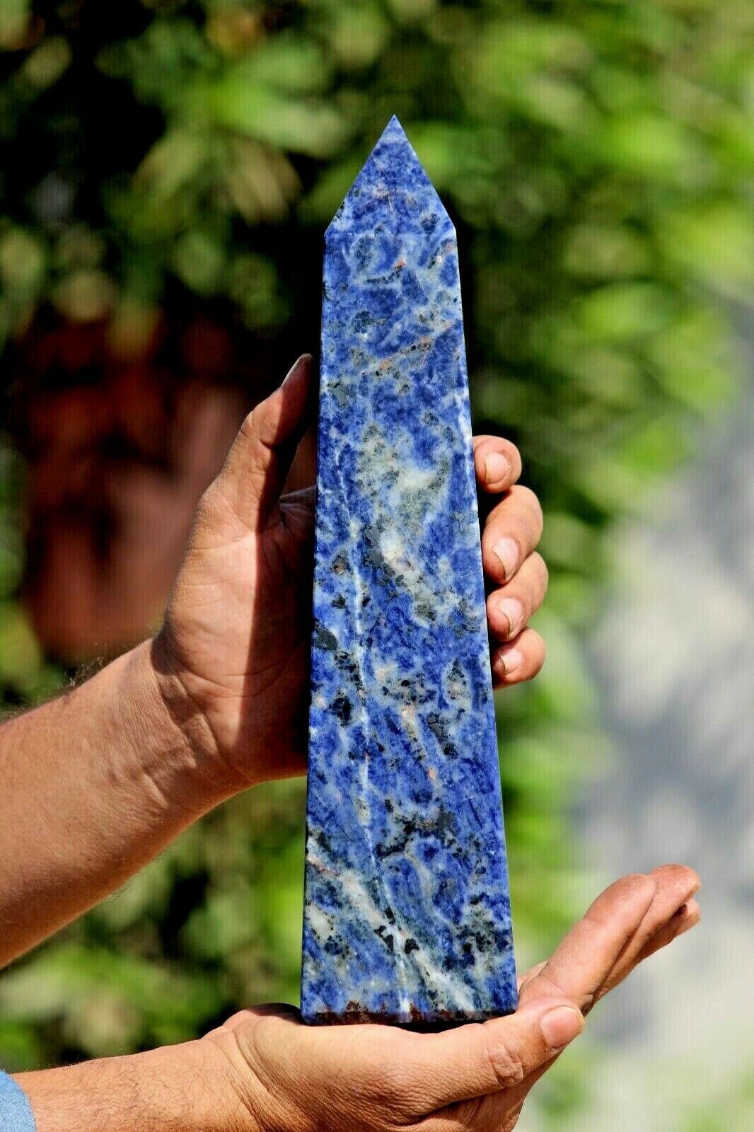 Large 300mm Sodalite Tower: Faceted Obelisk, Healing Stone Large 300mm Sodalite Tower: Faceted Obelisk, Healing Stone