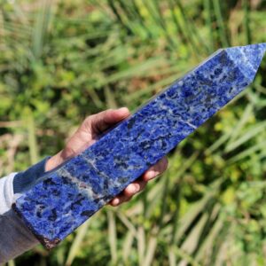 Large 350MM Blue Sodalite Obelisk Tower: Healing Chakra Generator