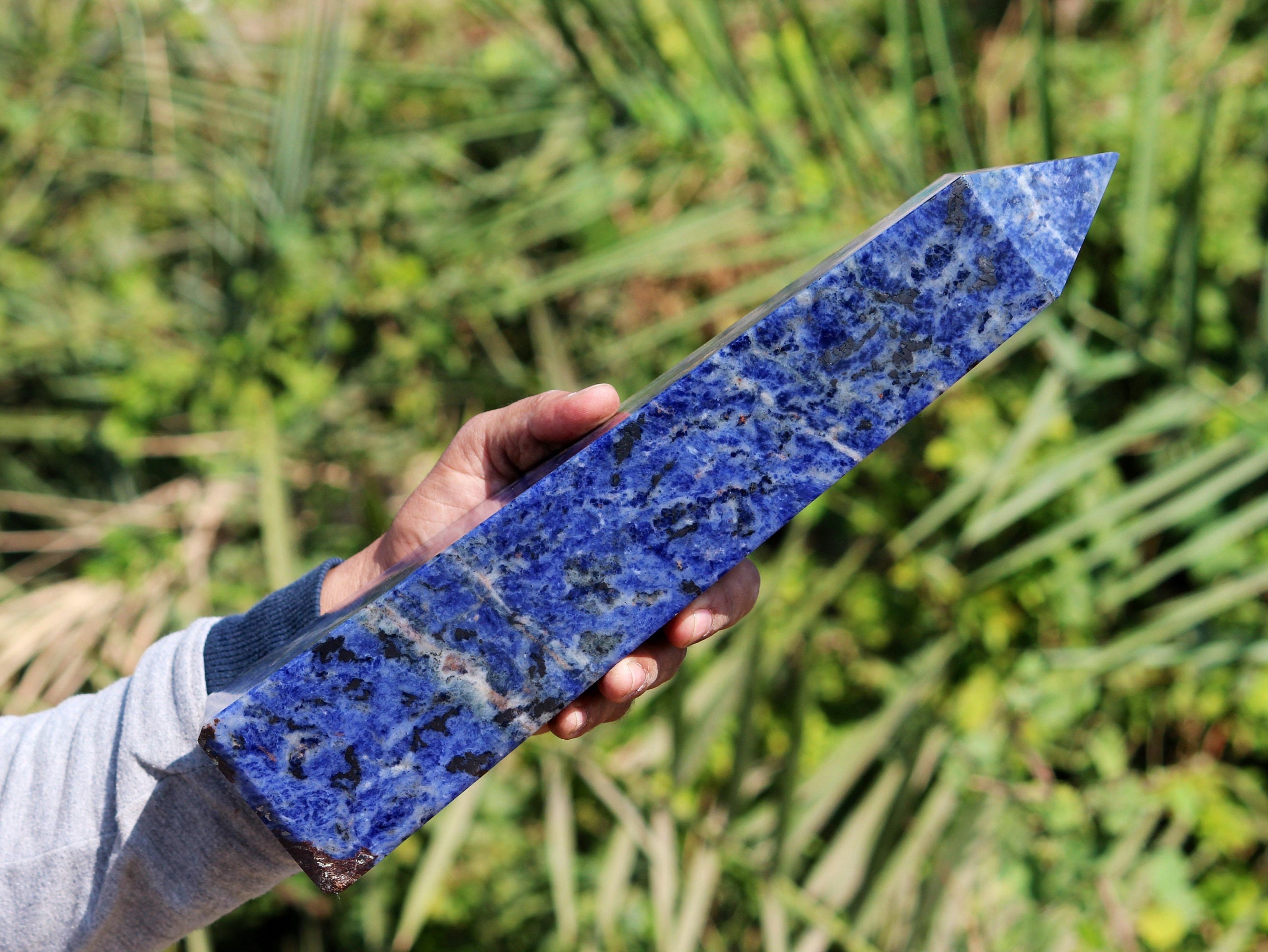 Large 350mm Blue Sodalite Obelisk Tower: Healing Chakra Generator Large 350mm Blue Sodalite Obelisk Tower: Healing Chakra Generator