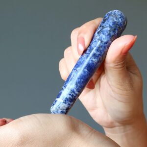 Sodalite Massage Wand Stress-free Blue White Crystal