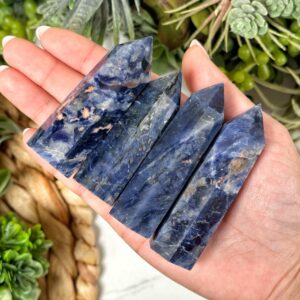 Sodalite Point | S, L | - (polished Blue Crystal Tower, Throat Chakra, Healing Stone, Peace)