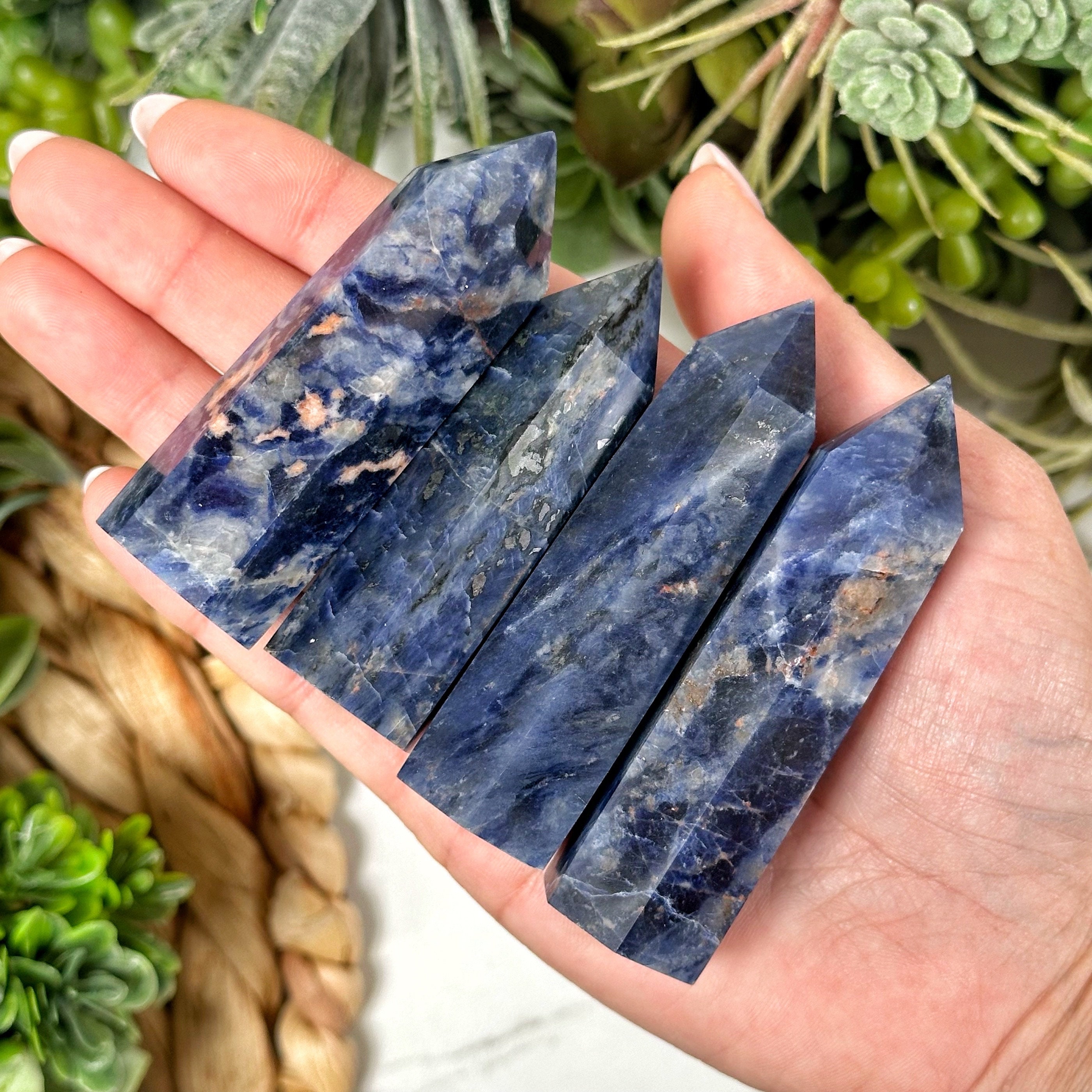 Sodalite Point | S, L | - (polished Blue Crystal Tower, Throat Chakra, Healing Stone, Peace)