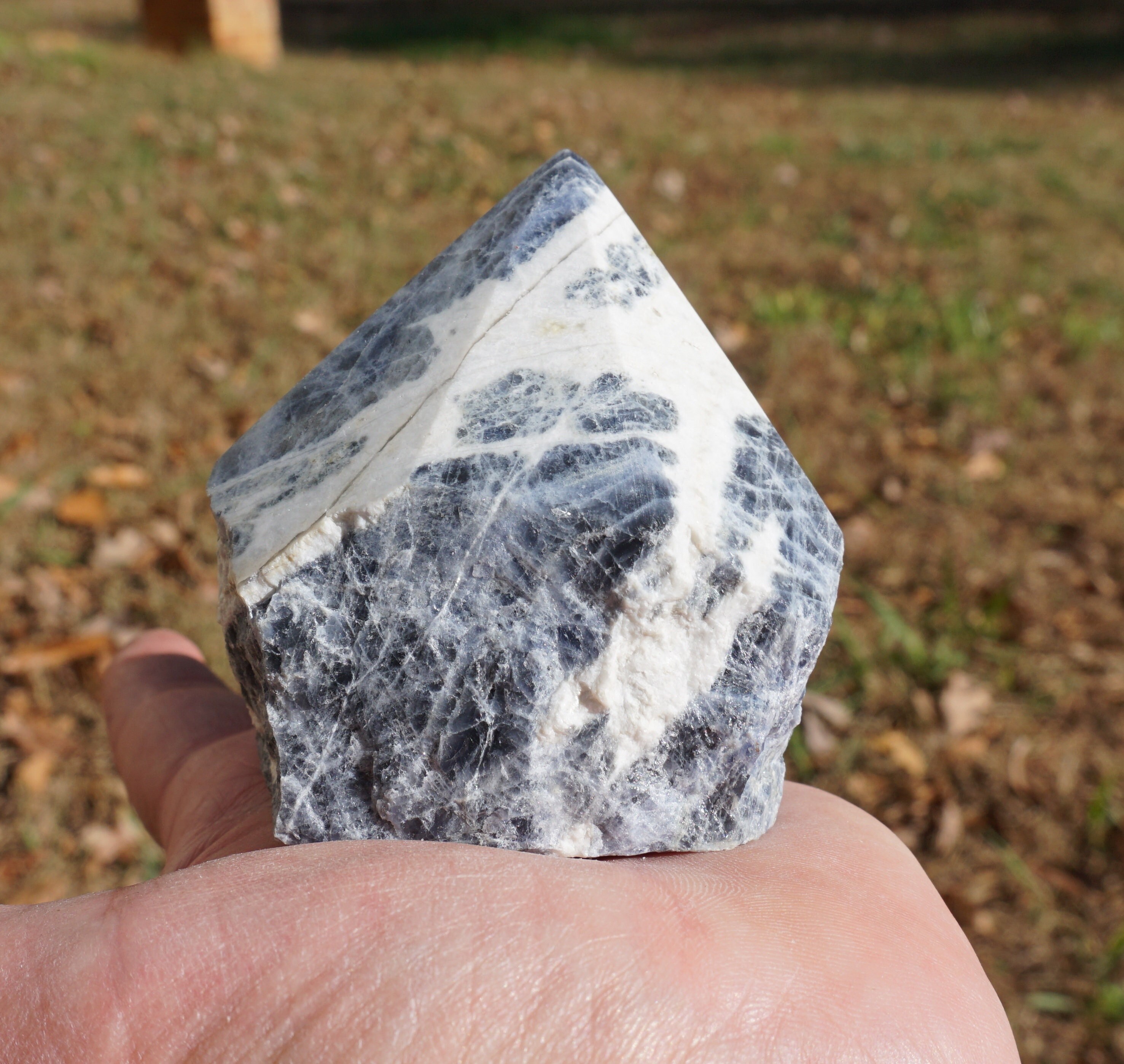 Polished Sodalite Crystal Point ~ 2.75" X 2.5" X 2.25" ~ 9 Oz ~ Healing Stones