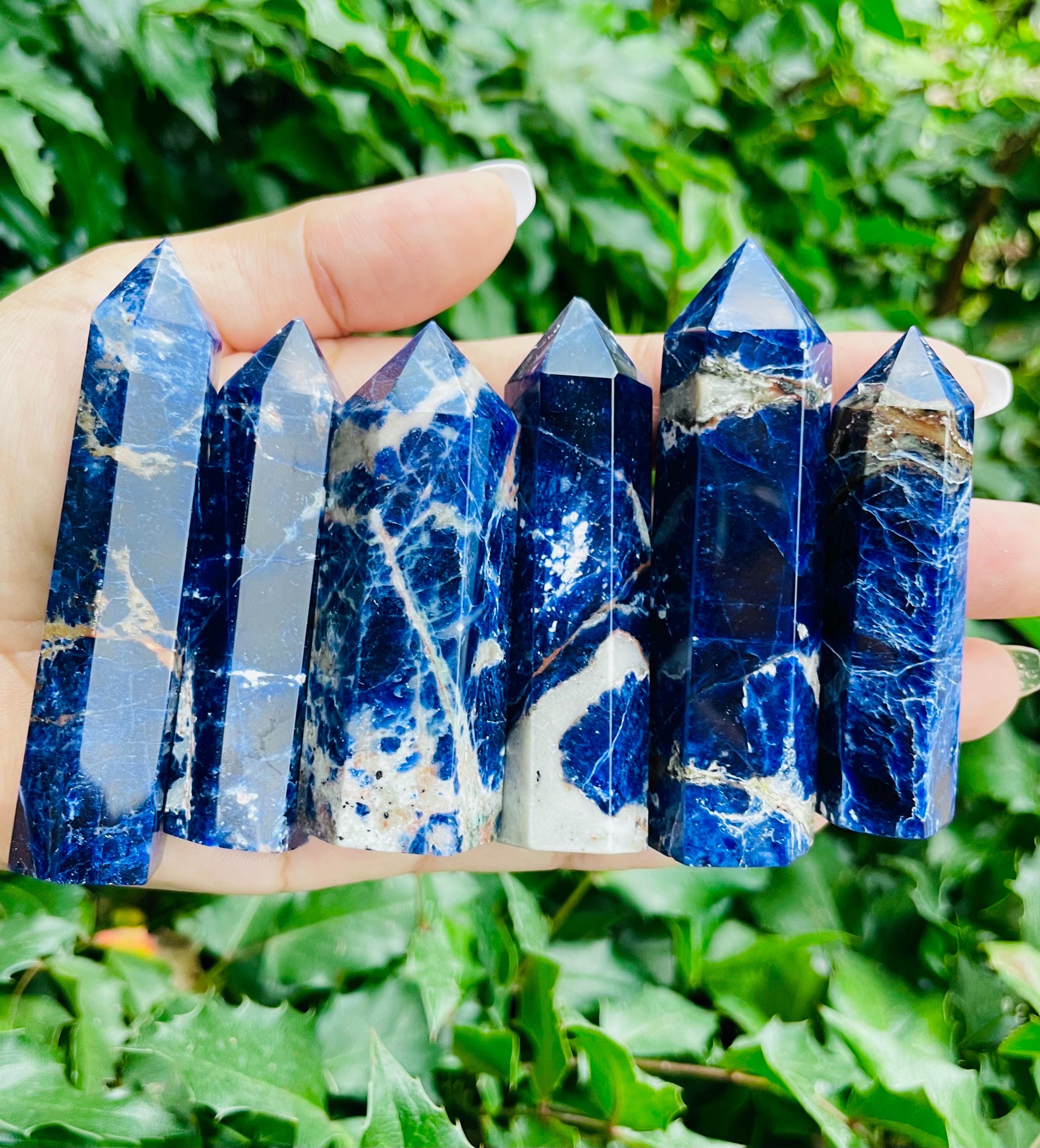 Polished Sodalite Crystal Tower: Dark Blue Gemstone Point (60-95 Mm)