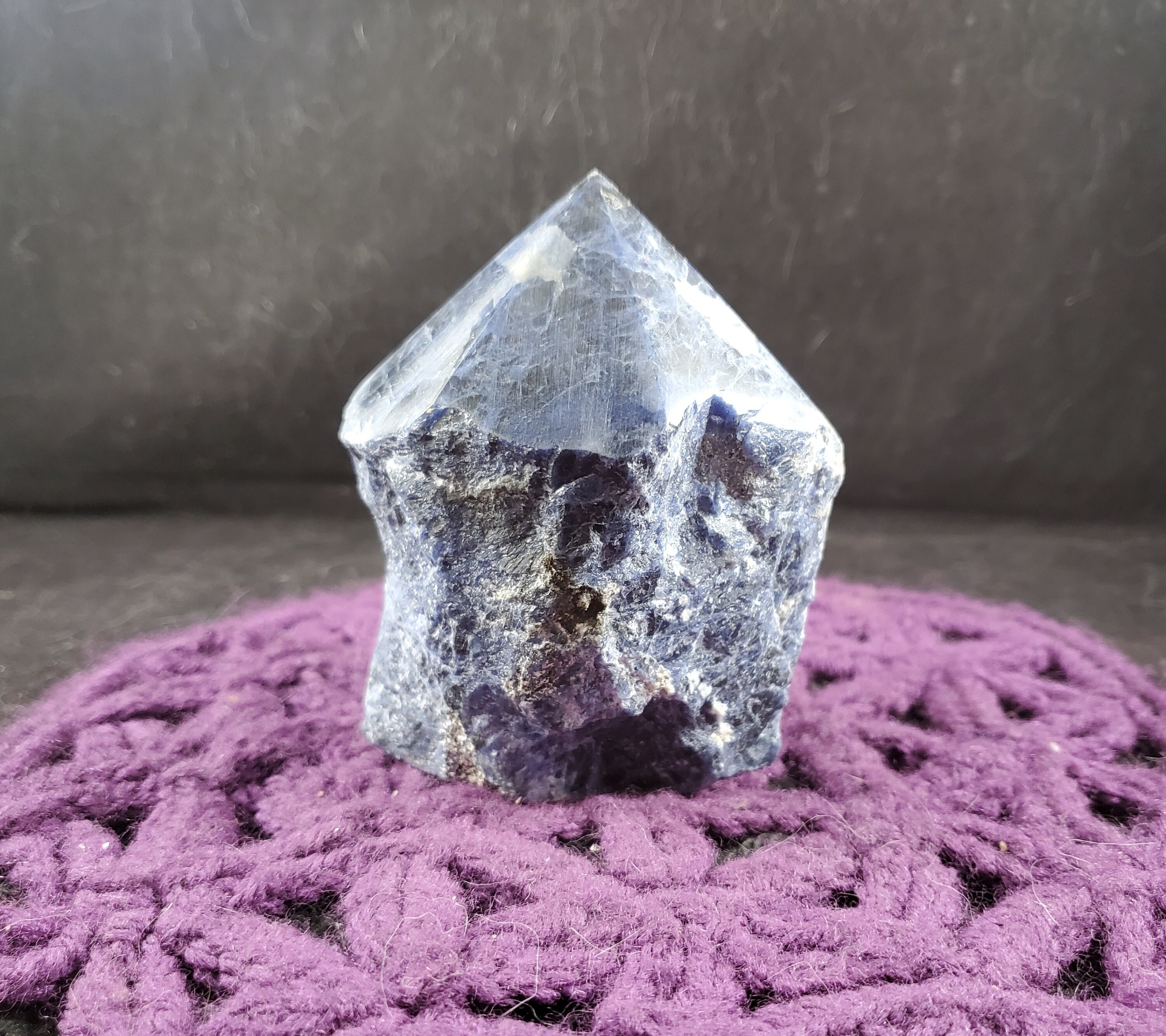 Sodalite Top Polished Crystal Point Stones Crystals Large Natural Dark Blue White Unique Display Self Standing Brazil
