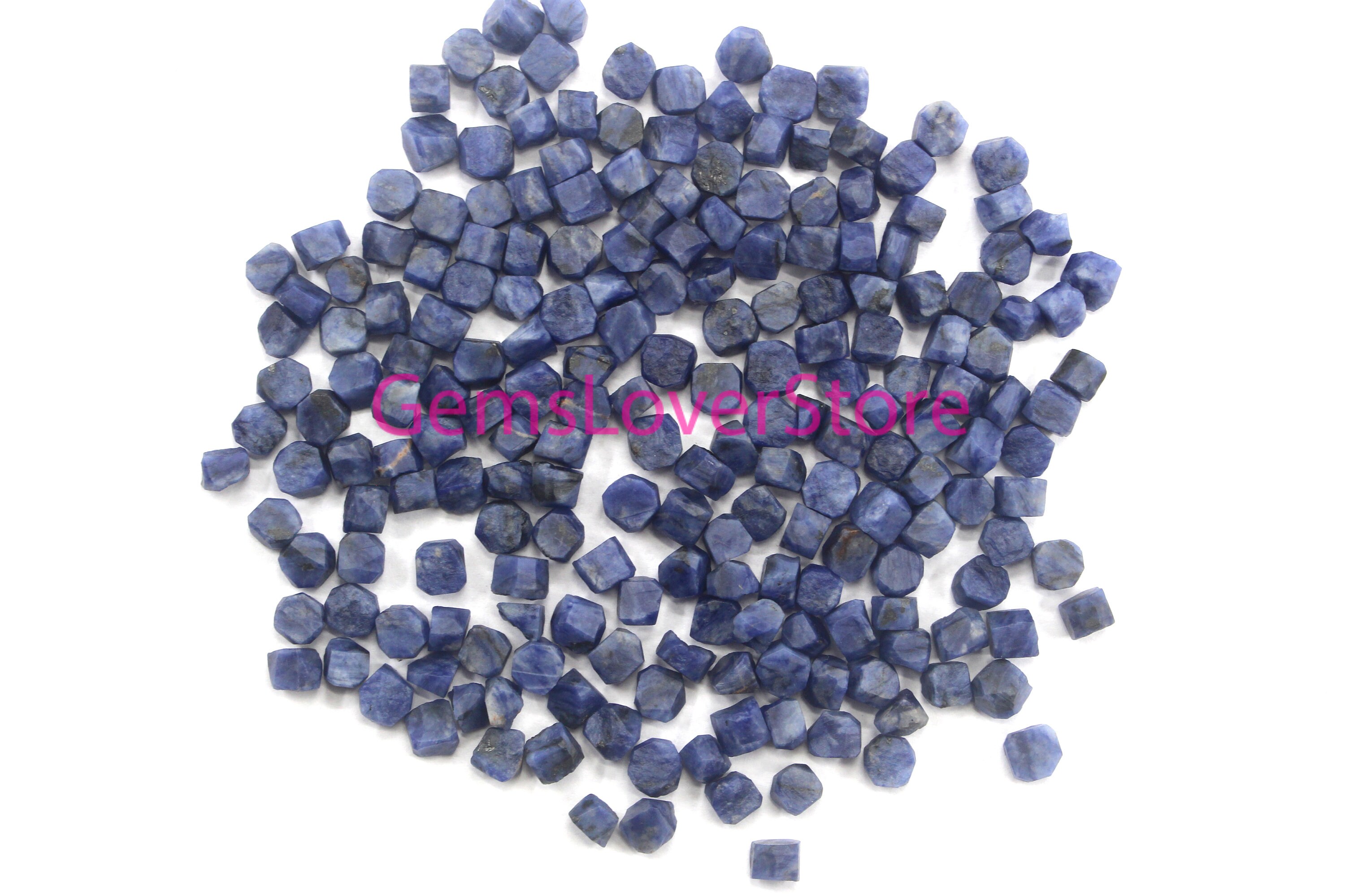 50 Raw Sodalite Gemstone Pieces: Natural Blue Rough (6-8 Mm)