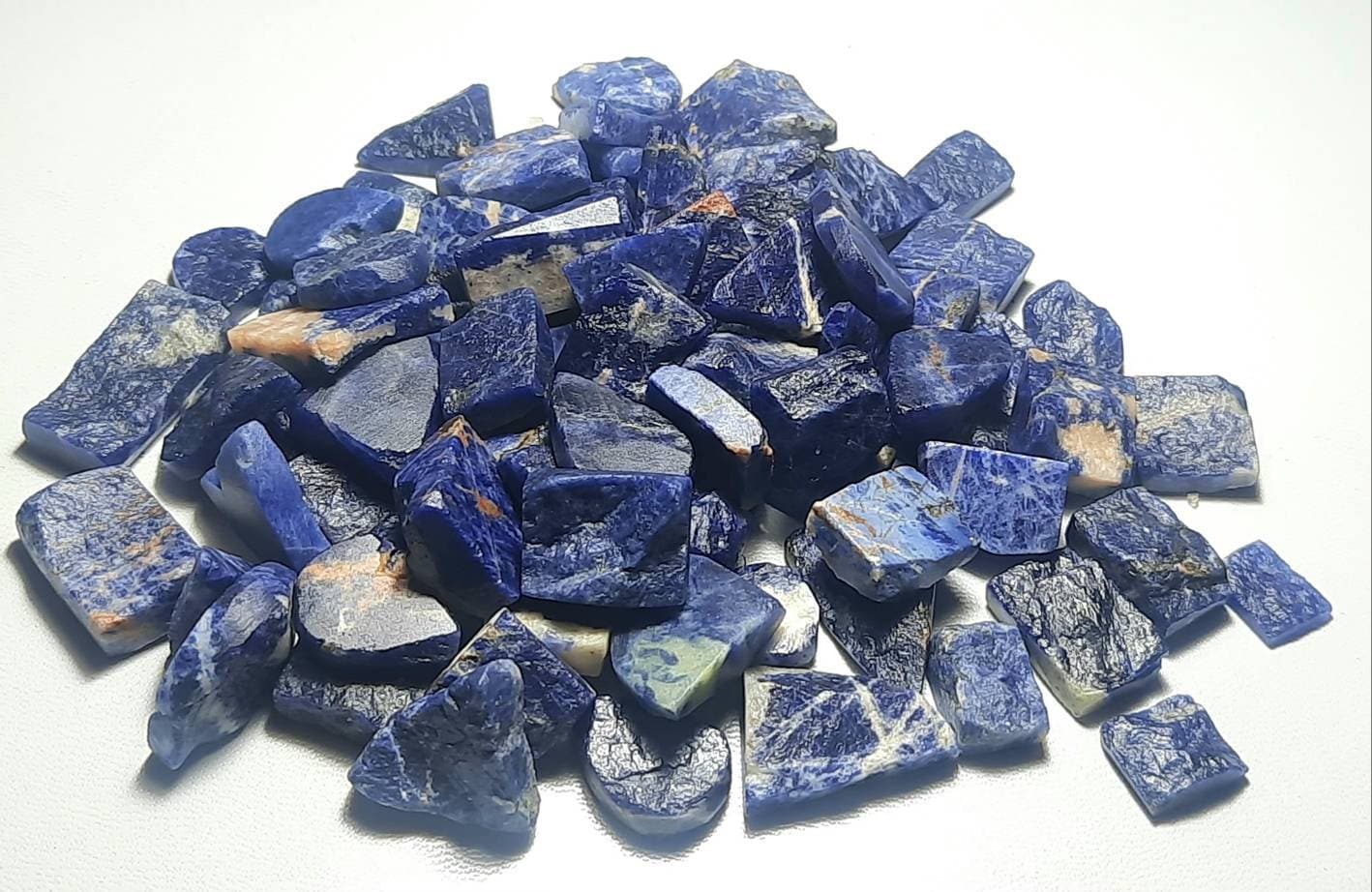 Natural Sodalite Druzy Gemstone: Unpolished Rough Slices Natural Sodalite Druzy Gemstone: Unpolished Rough Slices